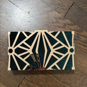 Chic Geometric Green and Gold Clutch